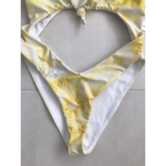 Lovers + Friends Elisa Yellow Cut Out Tie Dye One Piece Swimsuit - Picture 4 of 11